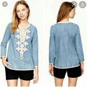 J. Crew Blue and White Tunic Top